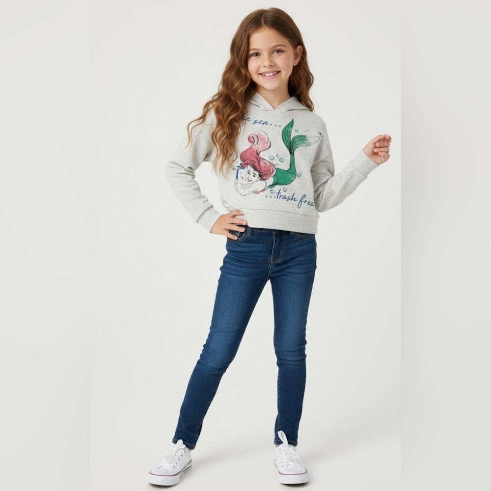 2 items Disney Kids Little Mermaid Graphic Hoodie with puzzle size small 1 flaw